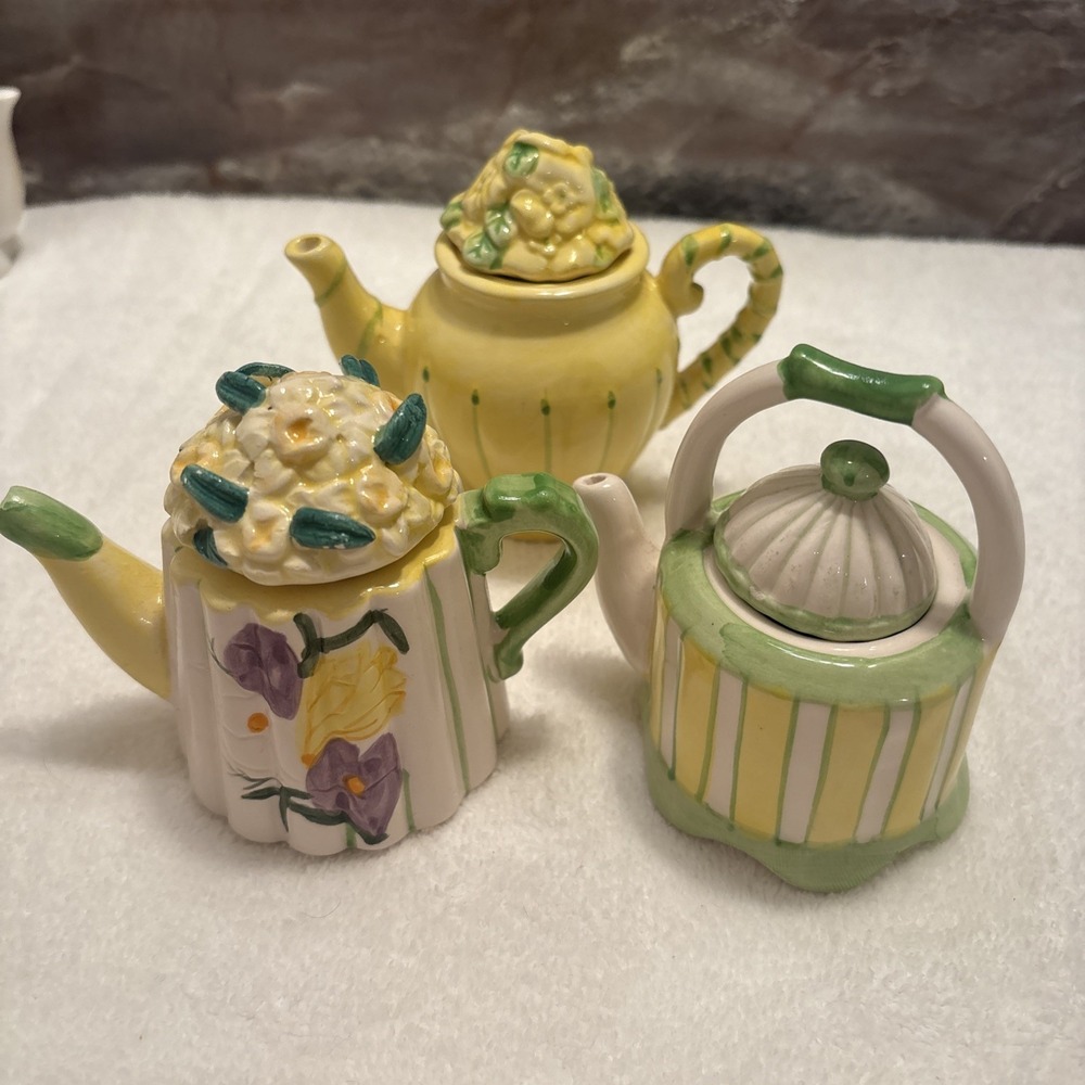 Lot Of 3 Miniature (3") WMG 2007 Teapot Trinket Boxes